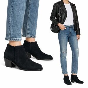 Vionic Joy Serena Black US Womens 6 Real Kid Suede Low Heel Boot Classic Comfort